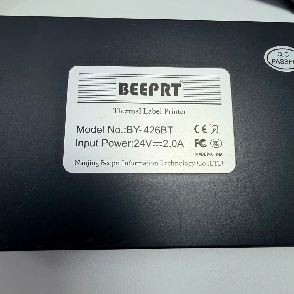 BEEPRT Thermal Label Printer with Holder Black USB or Blue Tooth